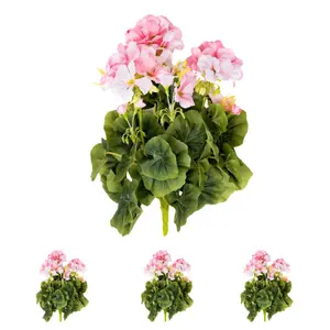 Blooming Artificial - Multi Pack Faux Geranium Bush Bundle - Outdoor Fake Flower