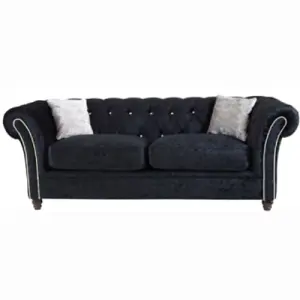 Black Derby Chesterfield Suite 3 Seater Iconic Corner Sofa with Timeless Elegance