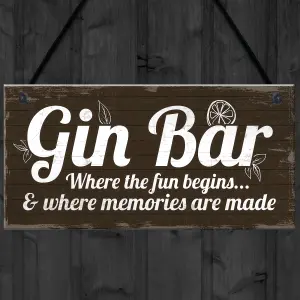 Red Ocean Gin Bar Sign Man Cave Home Bar Plaque Novelty Gift Shabby Chic Hanging Plaque Sign