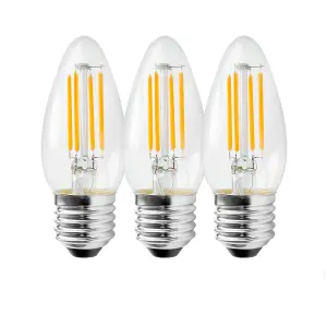 Harper Living 5 Watts E27 LED Bulb Clear Candle Cool White Dimmable, Pack of 3