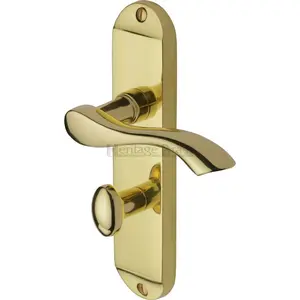 Heritage Door Handle for Bathroom Algarve Design (Set of 2) Polished Brass