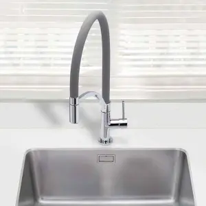 Cookology GIGLIO Pull Out Kitchen Tap with Single Side Lever - Brushed Graphite Grey