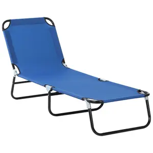 Outsunny Folding Lounge Chair Outdoor Chaise Lounge for Bench Patio Blue