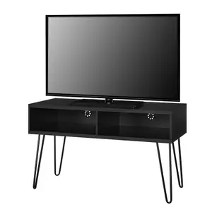 Owen Retro TV-Stand with 2 Shelves Black Oak