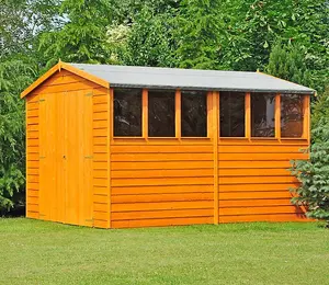 Overlap 10 x 10 Feet Dip Treated Apex Shed Double Door with Windows