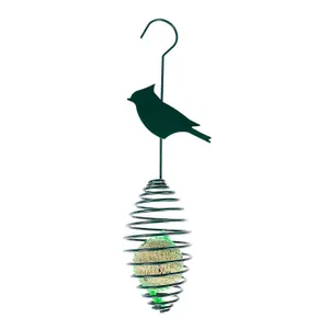 Homescapes Metal Spring Bird Feeder with Bird Decoration, Chaffinch