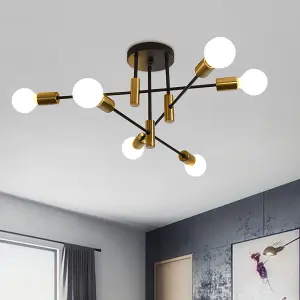 Garwarm Modern Chandelier Mid Century 6 lights Sputnik Ceiling Light Fixture Bedroom