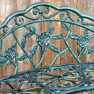 Home Source Rose Cast Iron Garden Bench Green