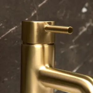 Flode Kumla Mono Basin Mixer Tap - Brushed Brass