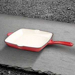 Berlinger Haus 4.5cm Height Red Cast Iron Enamel Frying Non Stick Ribbed Grill Pan