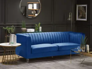 Beliani Glam Fabric Sofa Navy Blue ARVIKA