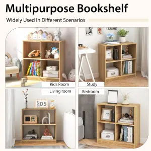 Costway 4-Cube Wooden Bookcase 2-tier Open Back Bookshelf Modern Display Shelf