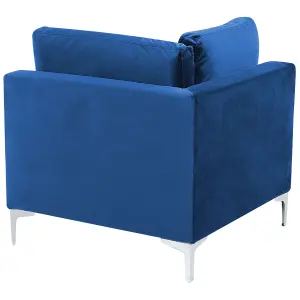 6 Seater U-Shaped Modular Velvet Sofa with Ottoman Blue EVJA