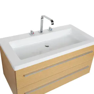 Floating Bathroom Vanity Set Light Wood ALMERIA