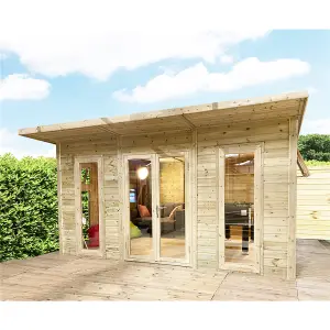 6m x 3m (20ft x 10ft) Insulated Pressure Treated Garden Room / Office + Double Doors + Double Glazing + Overhang (6x3)