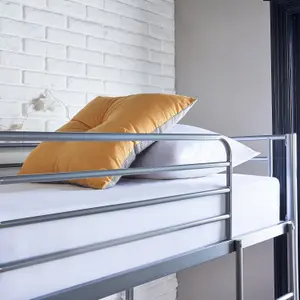 Metal Double Bunk Bed Single Bed Silver