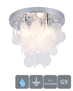 Crystal Bathroom Ceiling Light 3xG9 Cap Type Modern Water Resistant (IP44) Circular Crystals