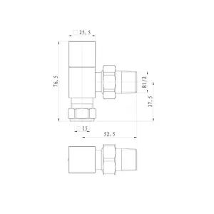 Angled Chrome Square Manual Radiator Valves