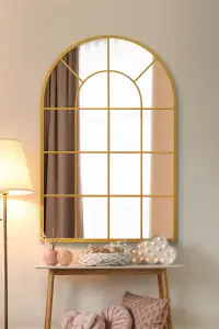 MirrorOutlet The Arcus Gold Framed Arched Window Leaner/Wall Mirror 120CM x 80CM