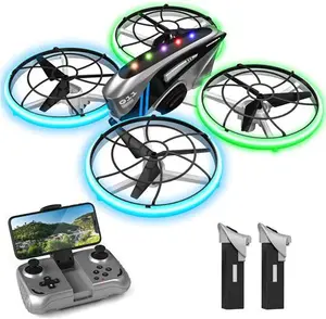 RC Drone With 4K Camera For Kids Adults,Drone Gifts Toys For Kids Boys Girls,RC Quadcopter With Cool LED Light,Auto Hover And Long Flight Time,Full