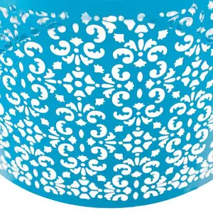 Marrakech Designed Matt Teal Metal Pendant Light Shade with Floral Decoration