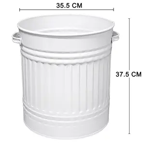 Metal Bin Retro Dustbin Waste Rubbish Bin Rubbish Waste Animal Feed Outdoor or Indoor Bin, Cream Bin 40L