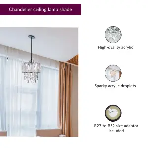 Innoteck Sparkly Ceiling Chandelier Drum Shade with Prismatic Acrylic Crystal Strips and Droplets