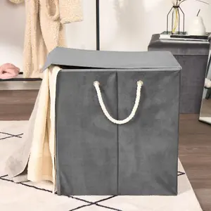 Large Collapsible Laundry Basket Hamper Washing Clothes Storage Bin Matte Velvet