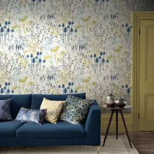 Clarissa Hulse Summer Border Blue Smooth Wallpaper