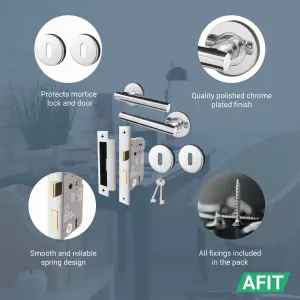 AFIT Polished Chrome Key Lock Door Handle Set -  Handles, Sash Lock & 2 Escutcheons - Olvera Range