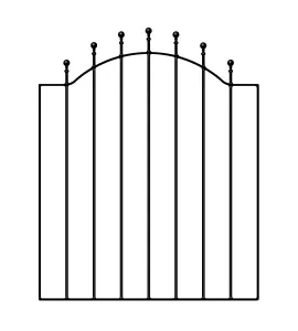 MANA Ball Top Low Bow Metal Garden Gate 955mm GAP x 1041mm High WESC