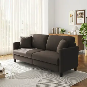 193cm Sofa Couch for Living Room,Comfy Teddy Fleece Loveseat Sofa,Extra Deep Seat Couches ,Neche Tool-Free, Brown