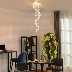 HOMCOM Modern Crystal Droplet Ceiling Light Stainless Steel Bedroom Hallway