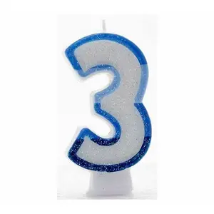 Kaleidoscope 3 Glitter Candle White/Blue (One Size)