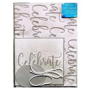 Giftmaker Celebration Gift Wrap And Card Set (Pack of 5) White/Grey (One Size)