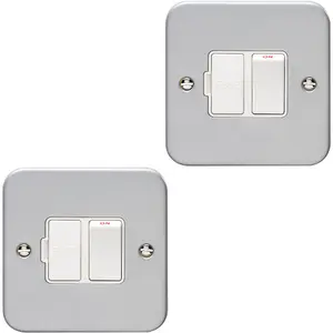 2 PACK 1 Gang 13A Switched Fuse Spur HEAVY DUTY METAL CLAD Metal Mains Isolation