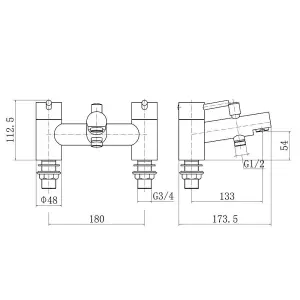 Rinse Bathrooms Bath Shower Mixer with Metal Heads Chrome Plated