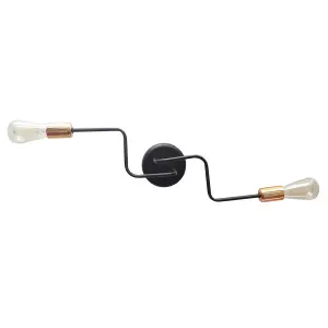 Luminosa Tube Multi Arm Semi Flush Ceiling Light Black, Copper 54cm