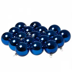 Luxury Shatterproof Ball Ornament (Set of 18) Electric Blue Shiny / 4cm H x 4cm W x 4cm D