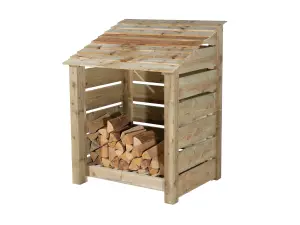 Slatted wooden log store W-99cm, H-126cm, D-88cm - natural (light green) finish