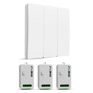 3 Gang Wireless Kinetic Switch (white body) + 3 x 500W RF receiver