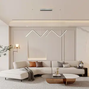 Garwarm Chrome LED Dimmable Linear Wave Modern Chandelier