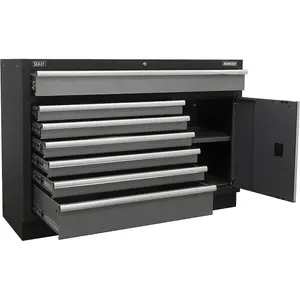 1360mm Modular 7 Drawer Floor Cabinet with Ball Bearing Slides and Locking System