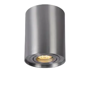 Lucide Tube Modern Surface Mounted Ceiling Spotlight 9,6cm - 1xGU10 - Satin Chrome