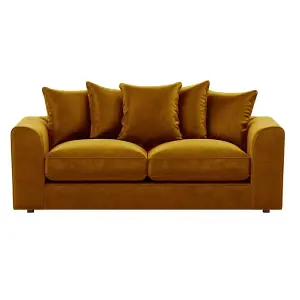 Brooklyn Plush Velvet Fibre Fabric 3 Seater sofa  Gold