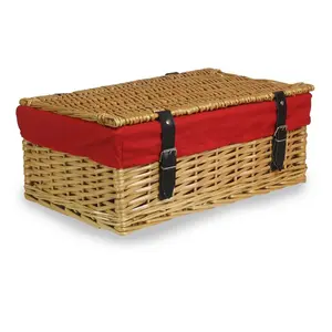 Wicker Packaging Hamper Basket with Lining Red