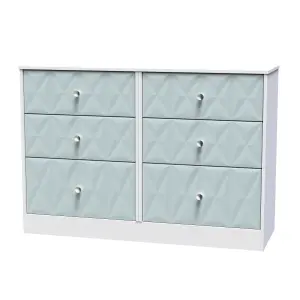 San Jose Ready assembled Duck egg blue & white 6 Drawer Chest (H)792mm (W)1117mm (D)395mm