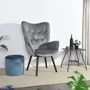 Garmon Velvet Armchair Grey