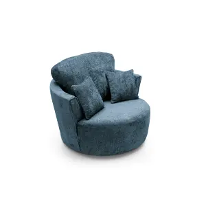 Harriet Crushed Chenille Swivel Chair in  Dark Blue