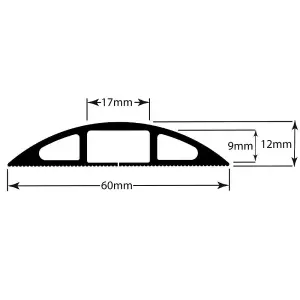 3m x 60mm Low Profile Rubber Floor Cable Cover Protector Conduit Tunnel Sleeve